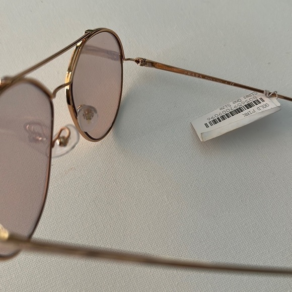 PRADA Rose Gold Round Aviator lightly tint sunglasses indoor/Outdoor unisex NWT - Picture 6 of 16
